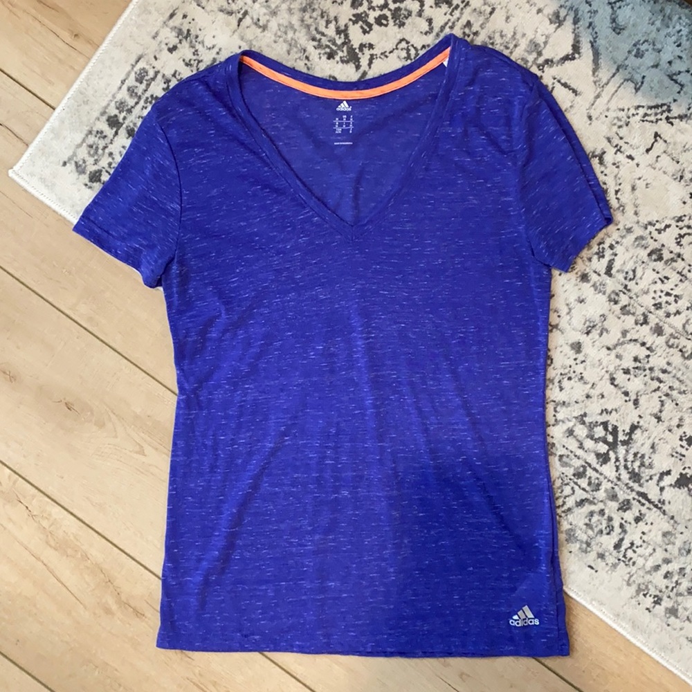 Adidas Purple V-neck T-shirt